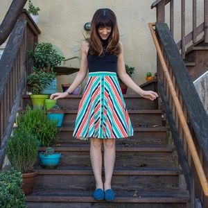 ModCloth Striped Button Front Skirt